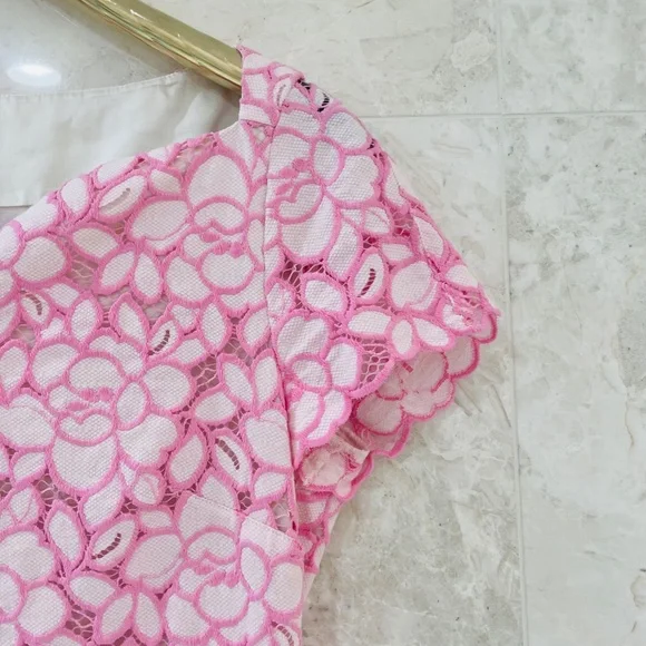 BOUTIQUE MOSCHINO {8} Pink Lavender Dress Cap Sleeve Fitted - Picture 5 of 10